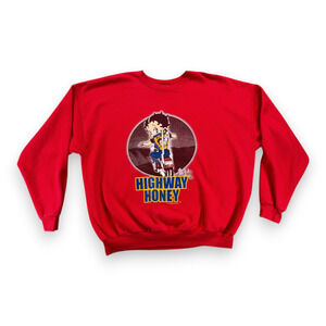 Vintage Betty Boop Sweater Adult 2XL XXL Red Sweatshirt Highway Honey Biker Y2K